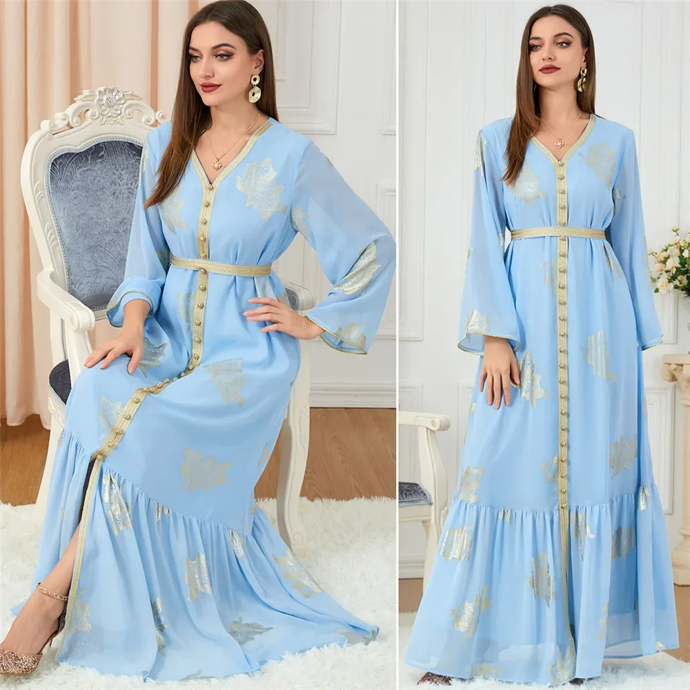 عيد دبي عباية المرأة المسلمة طباعة فستان ماكسي رمضان تركيا قفطان الإسلام جلابية الجلابة رداء عربي فستان الحفلات المسائية قفطان