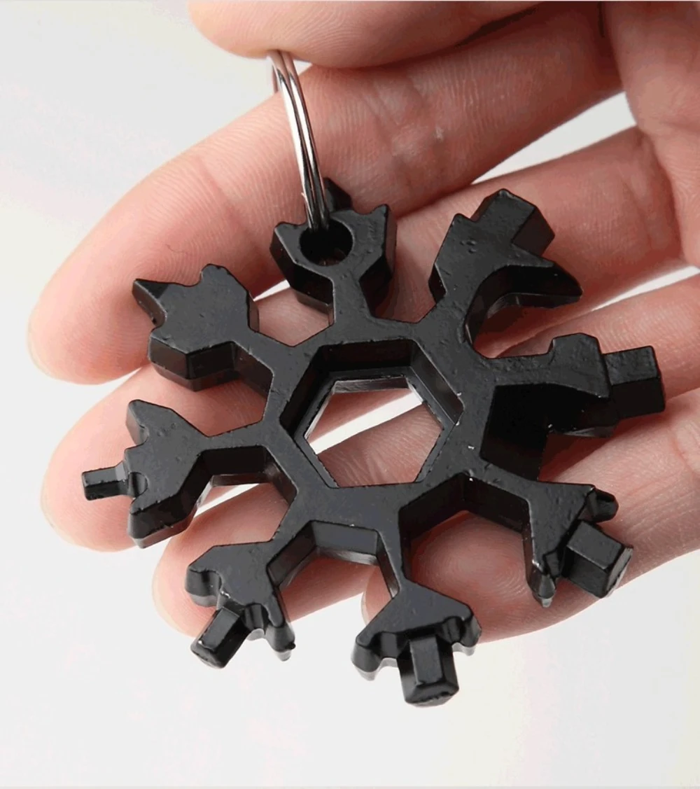 

18-in-1 Stainless Steel Multitool - Snowflake Design Multifunctional Key Tool for Outdoor Camping Hiking Survival Gear