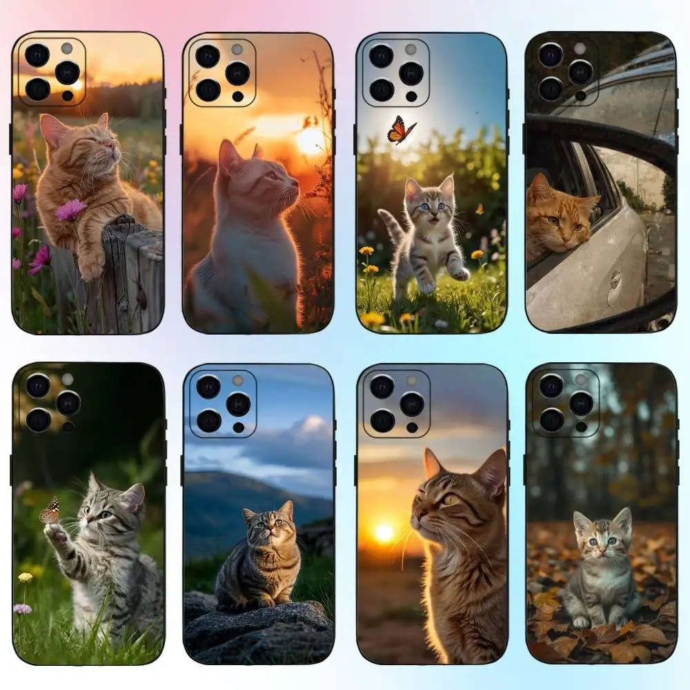 

Tabby Cat Cute Paw Phone Case For iPhone17,16,15,14,13,12,11 Plus,Pro Max Soft Black Cover