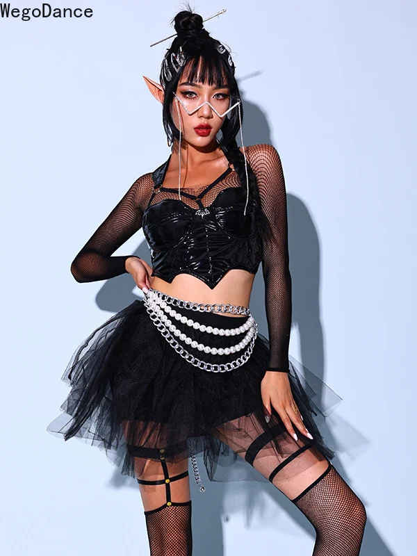 

Promotion Gogo Dance Costume Set Women Sexy Jazz Outfit for Bar DS Nightclub Team B Stage