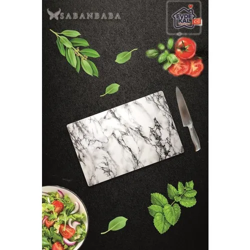 Plough White Marble Glass Cutting Board 20x30 cm