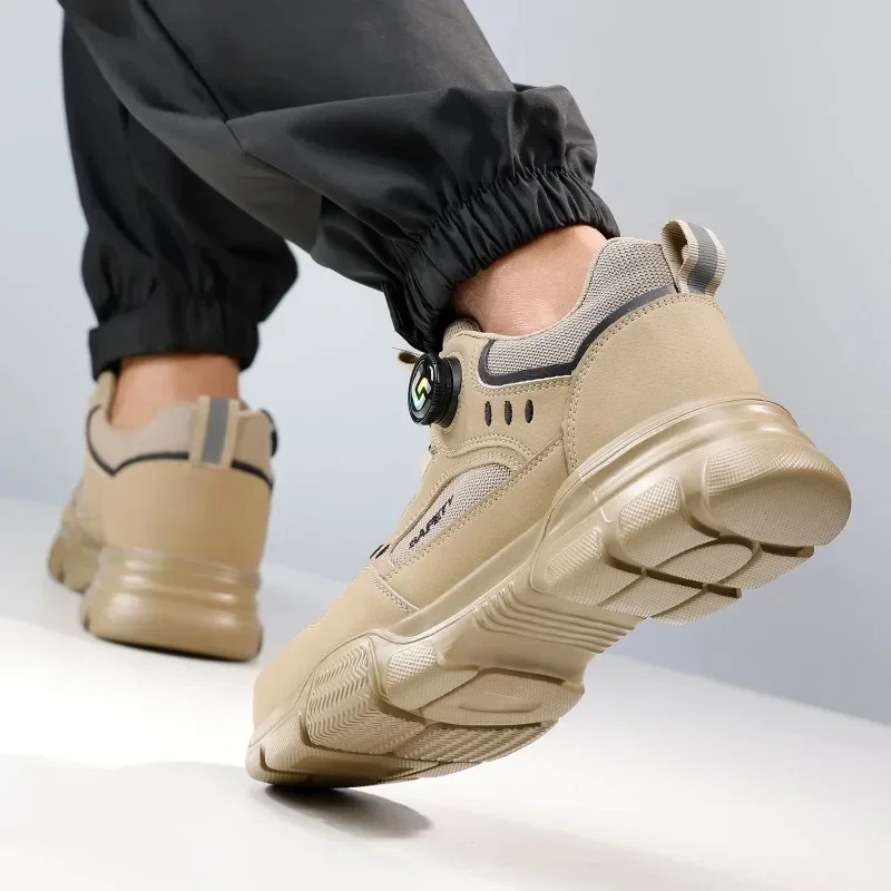 Lightweight Steel Toe Safety Boots Men Anti Smash Puncture Proof Breathable Comfortable Slip Resistant Work Protective Footwear