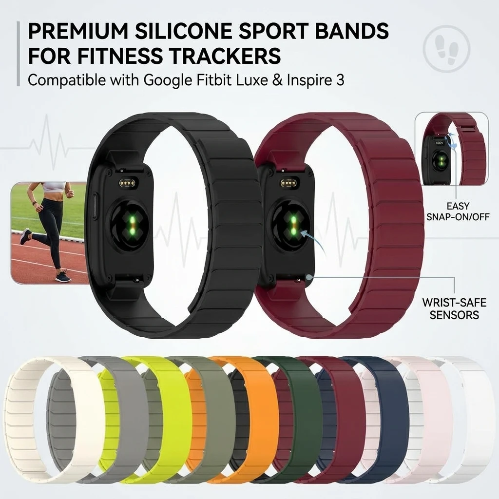 For Jiaming CIRQA Smart Band Magnetic Silicone Strap Compatible with Jiaming CIRQA Fitness Tracker Wristband Replacement