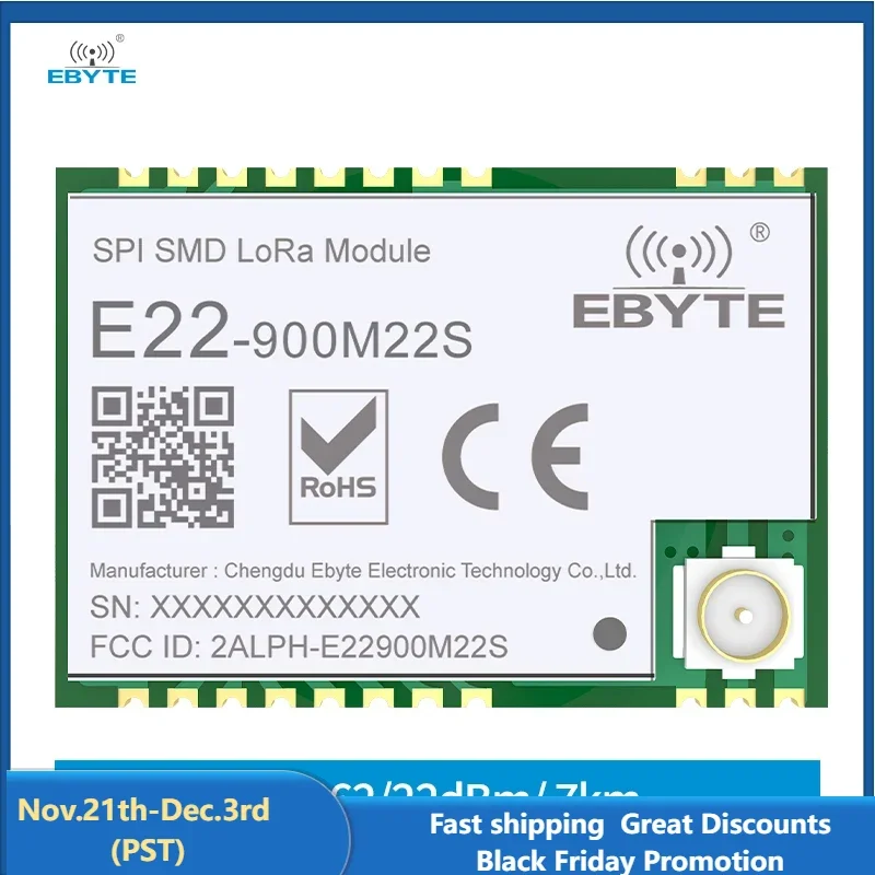 SX1262 LoRa 868MHz Module Electronic Components 32M High-precision TCXO 22dBm Wireless Transceiver 7km EBYTE E22-900M22S SPI