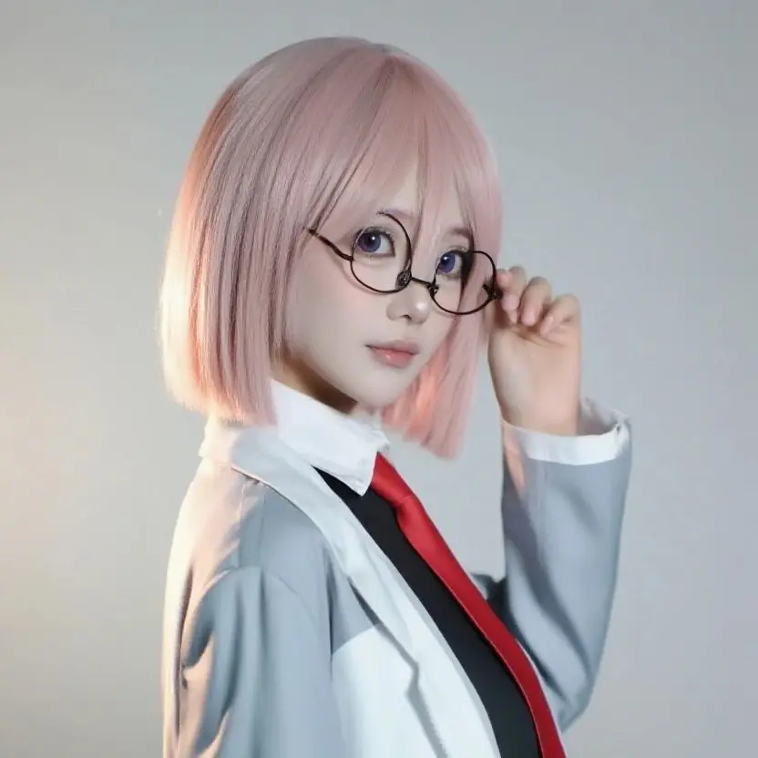 

Game Fate/Grand Order FGO fate Mash Kyrielight Cosplay Wig 35CM Mixed Pink Short Hair Synthetic Wig+Wig cap Party Halloween Wig