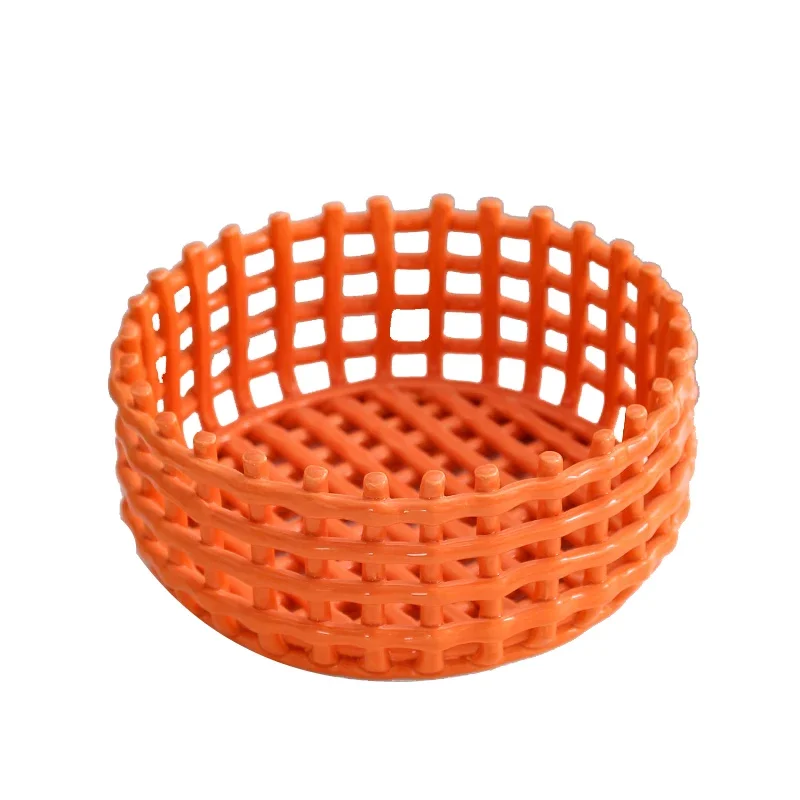 Imitation Woven Ceramic Storage Basket Drainage Fruit Tray Toothbrush Holder Home Kitchen Vegetable Bread