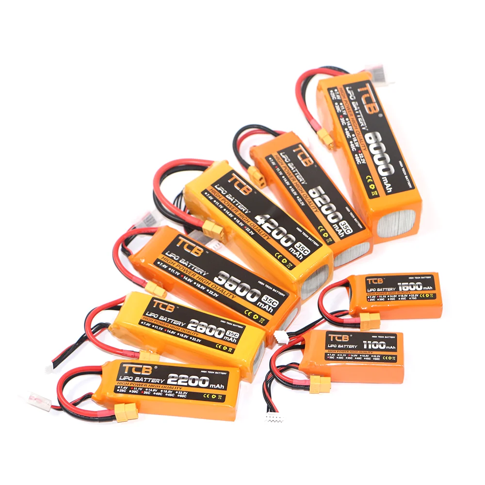 TCB RC Lipo Battery 2S 3S 4S  6S 7.4V 11.1V 14.2V 14.2V 1300 1800 2200 2600 3000 4200 5200 6000mAh Battery XT60-T Deans Plug