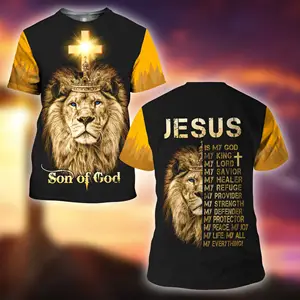 Vintage Kurzärmel -Männer, Löwengrafik, 3D -Druck, Christ, Jesus, Streetwear, Sommerkleidung 6 Hauptverkäufe Christian Leao T -Shirt - №6