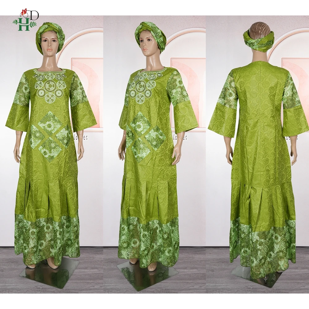 فساتين أفريقية للمرأة فساتين تقليدية فستان تركيا عباية مطرزة باللون الأخضر بازان الثراء ملابس أفريقية أنيقة فستان الحفلات #2
