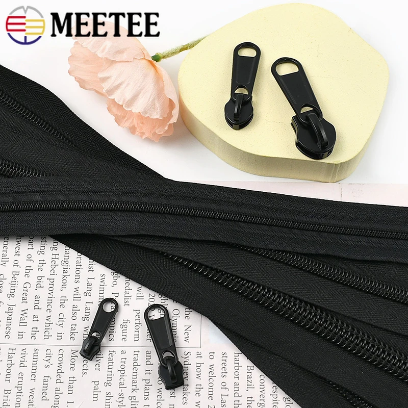 

10M 3#5#8#10# Nylon Zippers 10Pcs Zipper Sliders for Sewing Jacket Backpack Closure Zip Garment Zips Repair Kit DIY Accessories