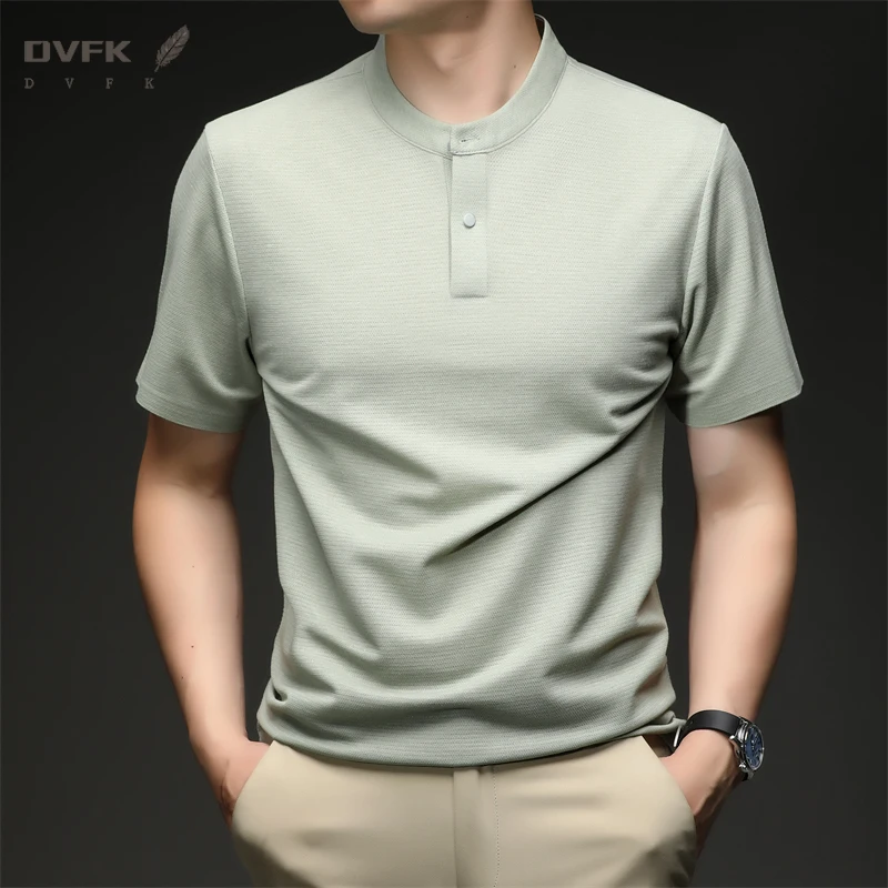 Men Casual Henley Collar T Shirt Short Sleeve Breathable Buttoned Placket Waffle Fabric Comfort Tops for All Occasions