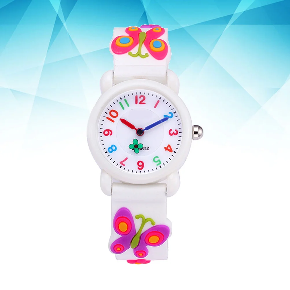 

Силиконовые детские часы с 3D-мультяшным рисунком, большой круглый циферблат, кварцевый механизм, регулируемый ремешок для детей, белые
