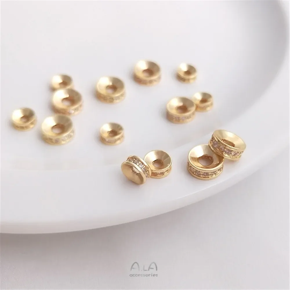 

14K Gold Plated Zircon concave wheel bead divider bracelet necklace bead divider accessories DIY jewelry with material