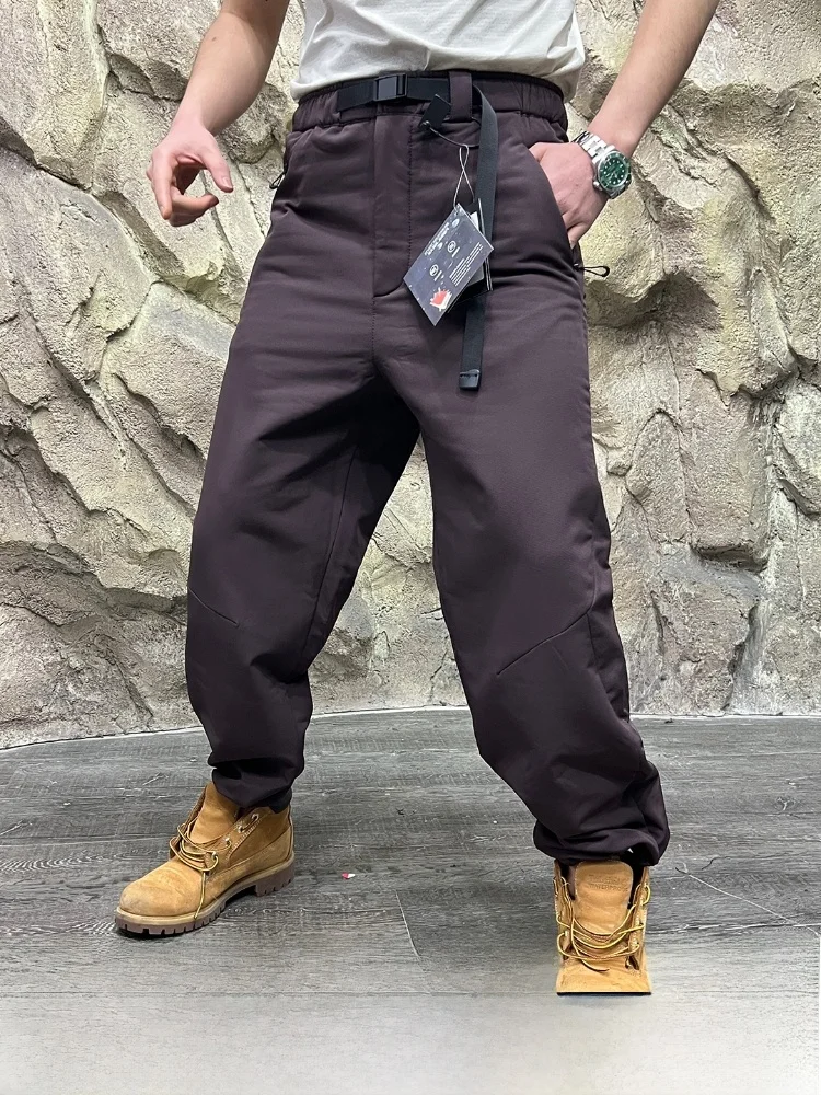 

Thiened Fce Lined Loose Fit Outdoor Sports Casual Pants for Men Windproof Dync Tailoring Warm Autumn Winter Trousers