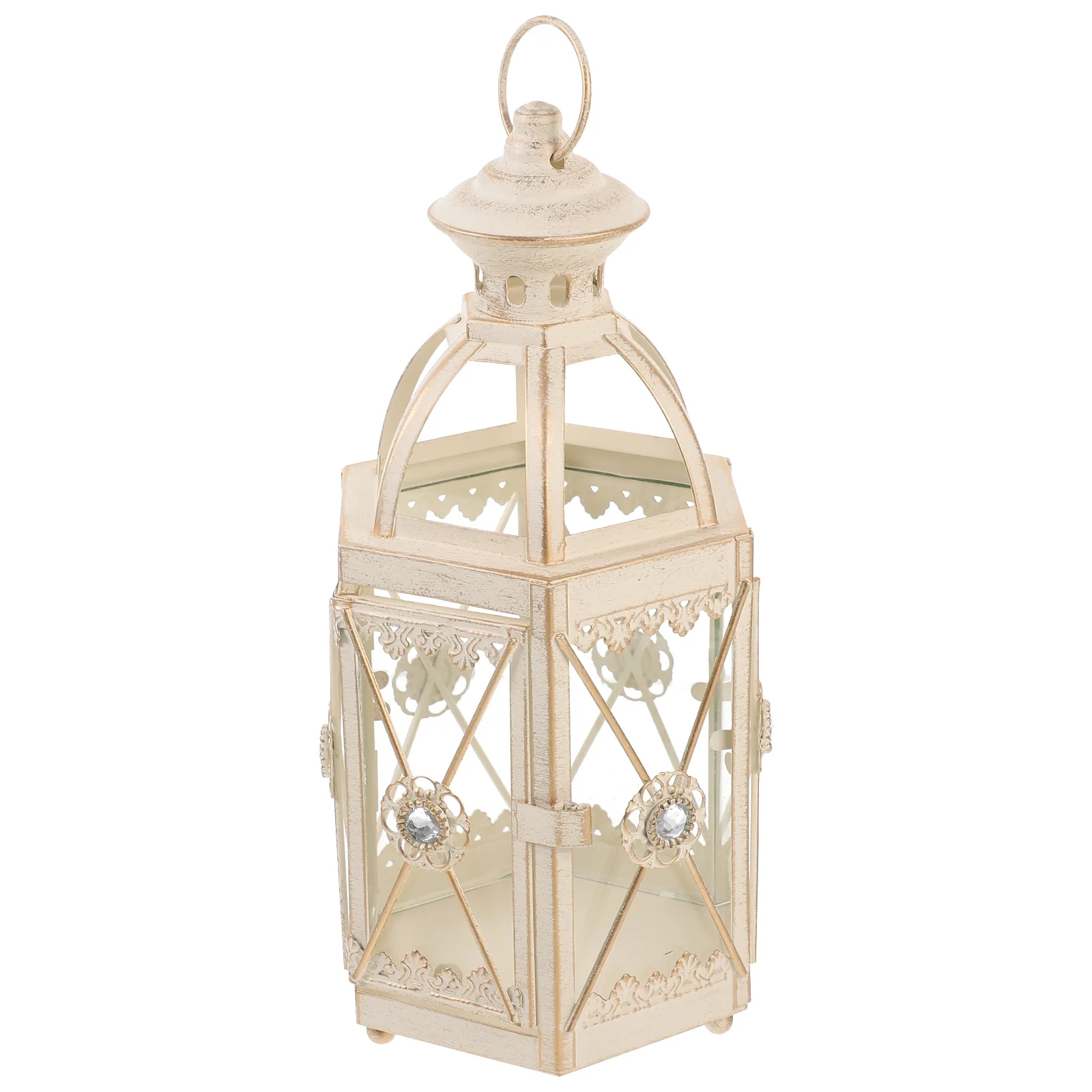 

Wind-Proof Iron Art Vintage Lantern Tabletop Candlestick Decorative Taper Stand Home Decoration Desktop Ornament