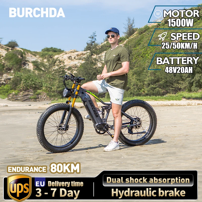 OTIDA RX80 1500W50KM/H Mountain Electric Bicycle 48V20AH Lithium Battery 26 Inch Fatbike Electric Bike For Adults Motorcycle