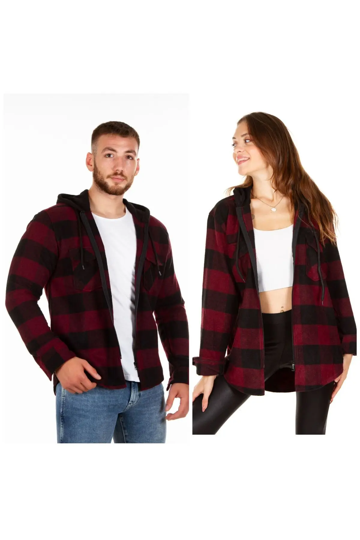 Unisex Lumberjack Shirt with Hooded Zipper