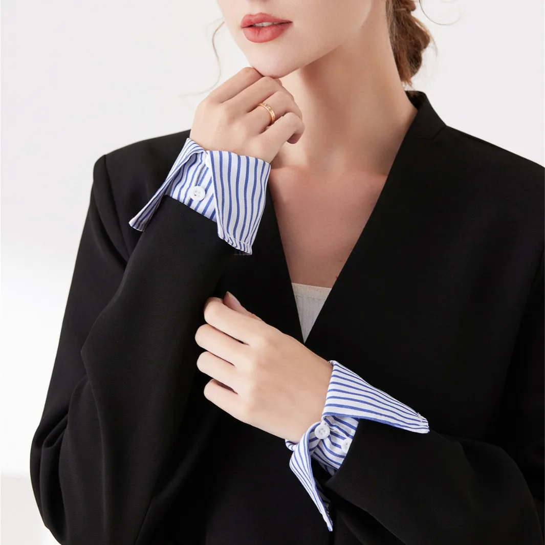 

The New Hot-selling Simple Blue Striped White Striped Shirt Fake Sleeves Decorative Professional Clothing Fake Sleeves