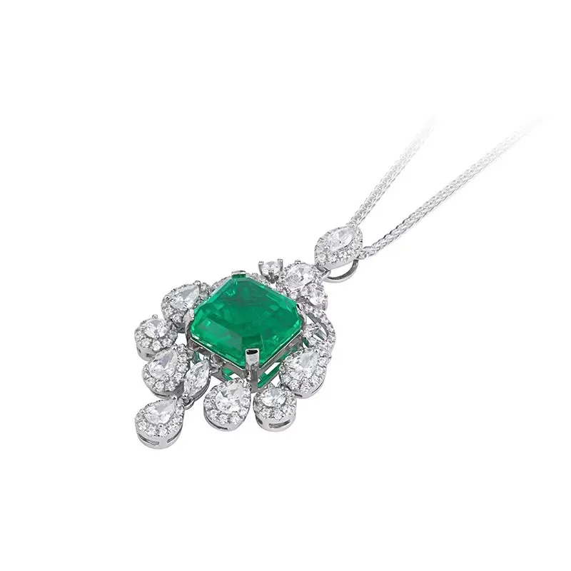 Paraiba Tourmaline Emerald Lab Grown 925 Sterling Silver Pendant Tassel Necklace Gift Women Water Drop Pendant Design