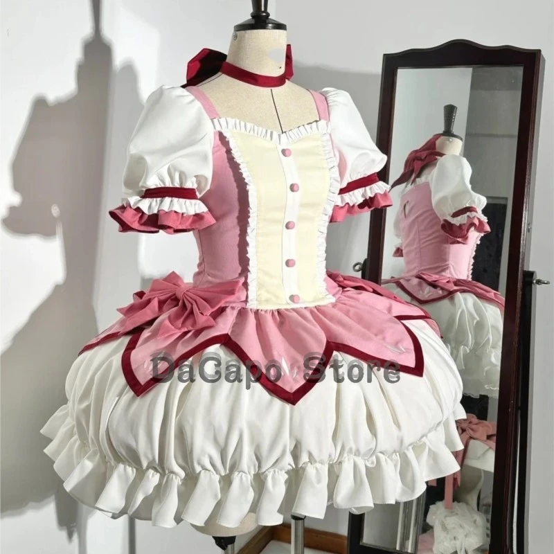 마도카 카나메 코스프레 의상 가발 마법 소녀 마도카 Magica 핑크 Lolilta 귀여운 드레스 마도카 초커 신발 애니메이션 코스프레 의상