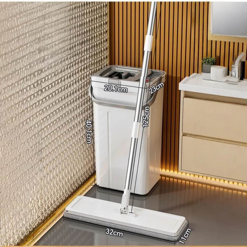 Removable Mop Washing With Bucket and Squeeze Floor Cleaning Hand Free Flat Floor Mop Microfiber Household Cleaner Tools