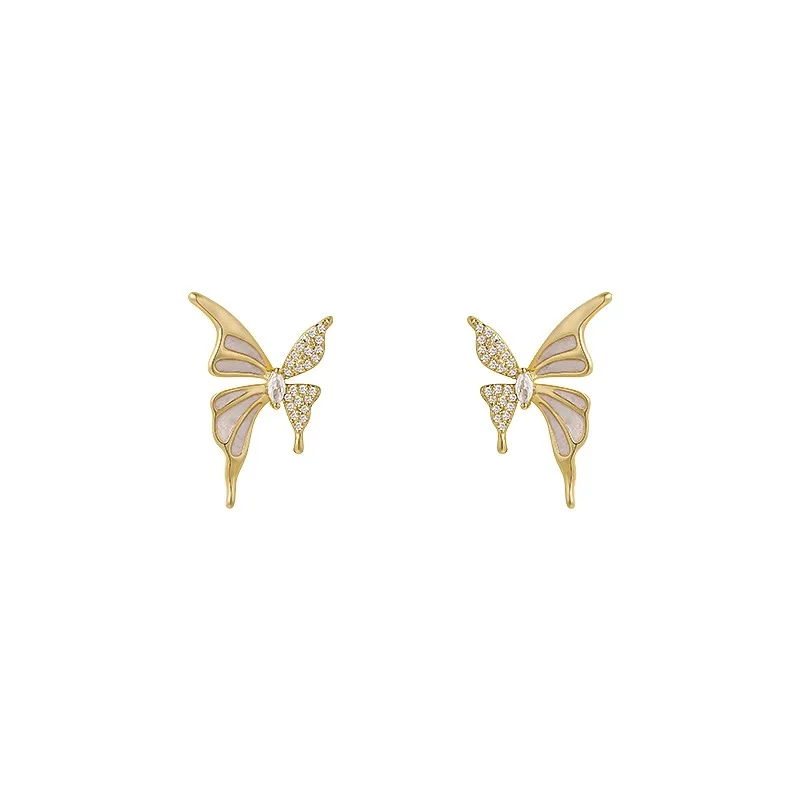 

Butterfly stud earrings women's light luxury niche high-end temperament earrings 2025 new unique earrings exquisite