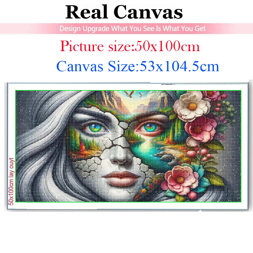 Woman's Face with Striking Fantasy Forest Stream Landscape,Diy Diamond Painting Large Size Mosaic Embroidery Cross Stitch Kits