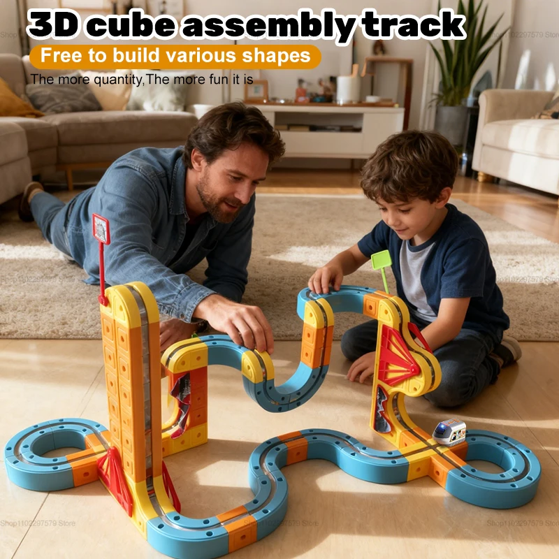

Children Magic Track Train Electric Assembled Building Blocks Magnetic Rail Car Maze Educational Toys for Kids Christmas Gifts