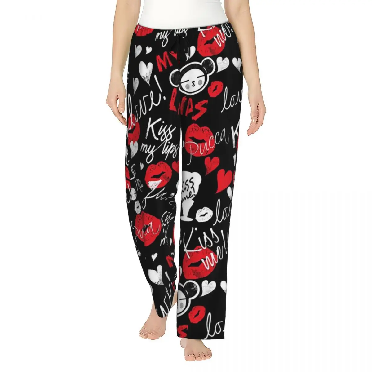 

Custom Cartoon Pucca And Garu Animated Tv Movies Women Pajama Pants Lounge Sleep Sleepwear Bottoms with Pockets