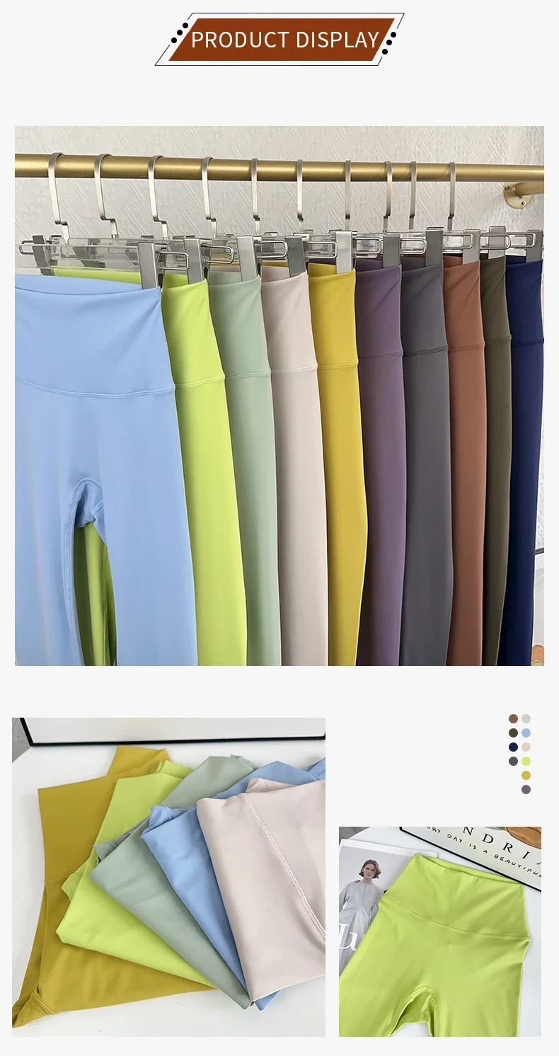 Neue Farbserie Damen Yoga-Leggings mit hoher Taille, elastisch, ohne unschöne Linien, hüfthebend, bequem, für Laufen, Outdoor und Radfahren – Detail 8
