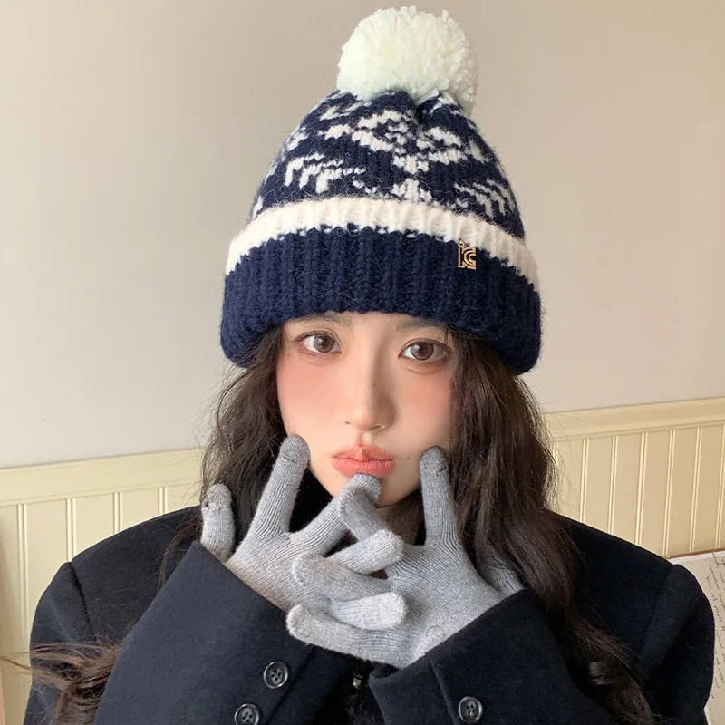 Russian Knitted Woolen Hat Women's Winter Thick Warm Ear Protection Hat 5