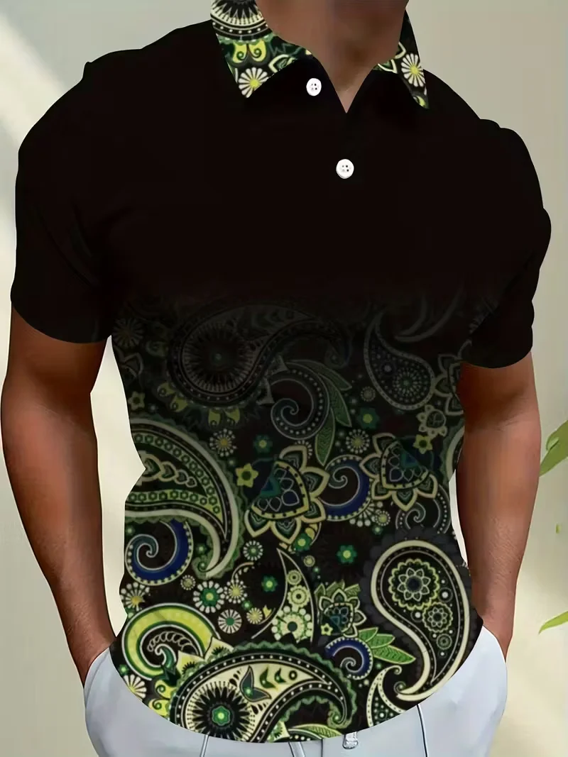 New 3D skull print fun polo shirt for boys, cute summer short sleeved flower street wear short sleeved top