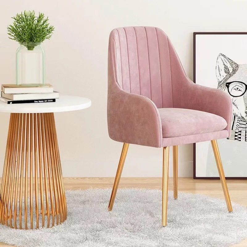 Modern minimalism Dining Chairs Luxury with Arm Rest Leg Protector Metal Living Room Chairs ComfortableFurniture