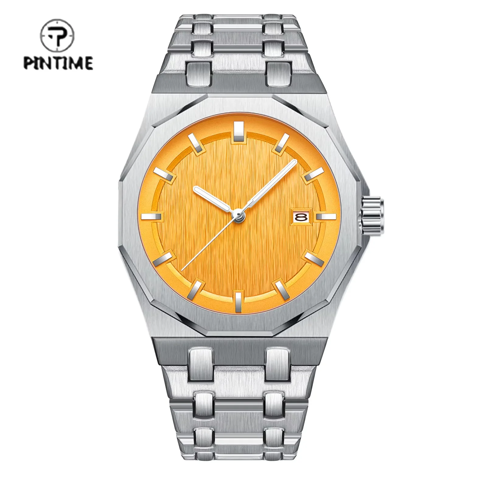 

PINTIME New Arrival Luxury Men Quartz Watches Top Brand Stainless Steel Business Sleek Male Auto Date Wristwatches Popular Item