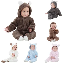 Cute Newborn Baby Rompers Spring Autumn Warm Fleece Baby Boys Costume Girls Clothing Overall Toddler Infant Outwear Jumpsuits