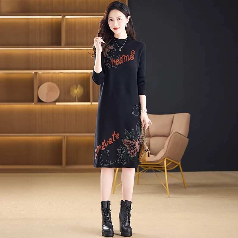 

2024 зимние кашемировые толстые теплые пуловеры из норки, женские корейские винтажные Повседневные свитера, Осенние новые элегантные облегающие пальто, свитера