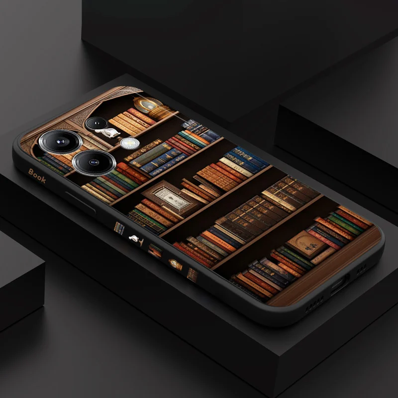 

Retro Bookshelf Phone Case For Xiaomi Poco F7 X7 X6 F6 M6 M5 M5S F5 X5 F4 X4 M4 F3 M3 X3 Pro 4G 5G GT Silicone Cover