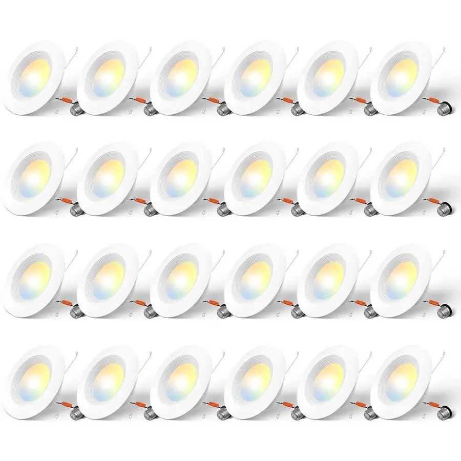 

24 Pack 5 6 inch 5CCT LED Recessed Lighting, Dimmable, 12.5W100W, 950LM, 2700K 3000K 4000K 5000K 6000K Selectable, Retrofit Can