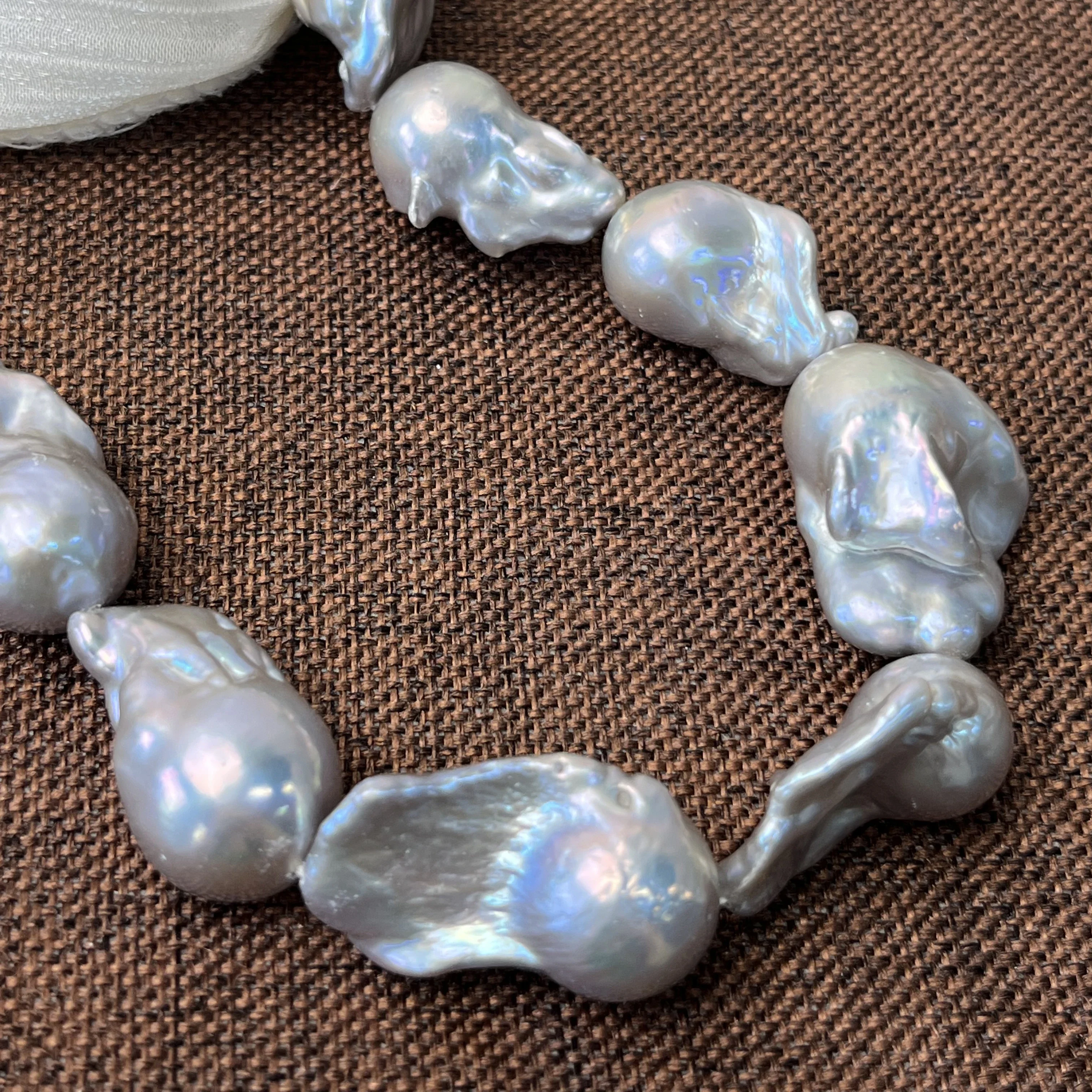 

15-20mm6A Natural Freshwater Silver Fishtail Baroque Pearl Bead Jewelry MakeDIY Necklace Bracelet Accessories Gift Wedding Women