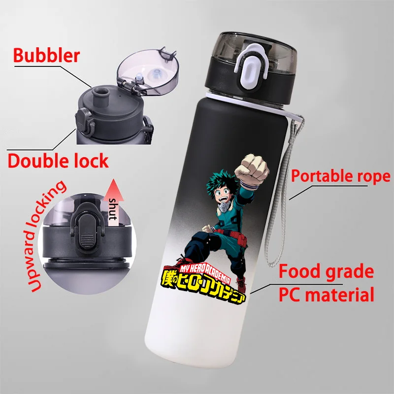 550ML Large Capacity My Hero Academia Gradient Color Children Water Cup Portable Plastic Aldult Outdoor Sport Water Bottle