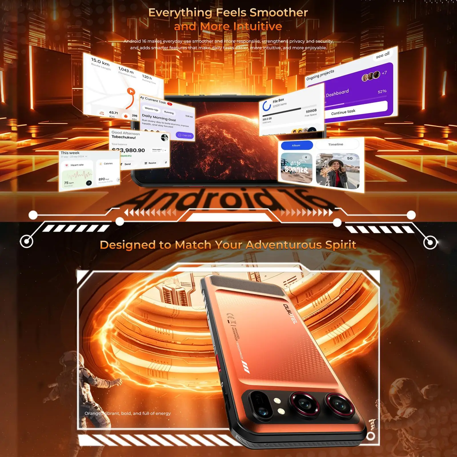 Oukitel WP68 Air Rugged Phone 12GB+512GB 6.88'' Android 16 MediaTek Dimensity 7025 64MP Camera 8000mAh NFC 5G Smartphone