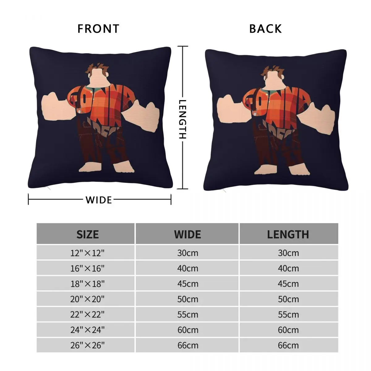 I'm Gonna Wreck It Wreck-It Ralph Square Pillowcase Polyester Linen Velvet Creative Decorative Throw Pillow Case Sofa Cover