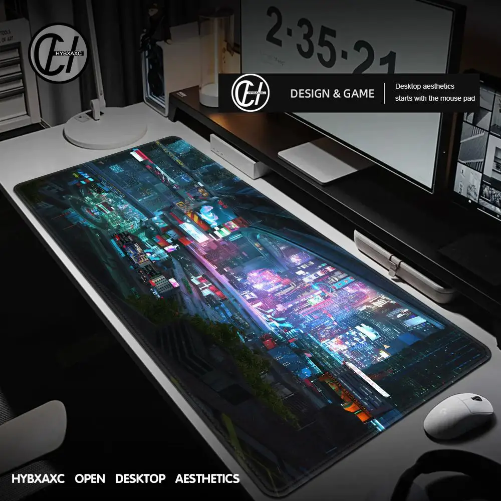 Future City Night Scene Science Fiction SF XXL Mouse Pad Large Computer Laptop Non-slip Office Keyboard Mats Desk Mat Mousepad
