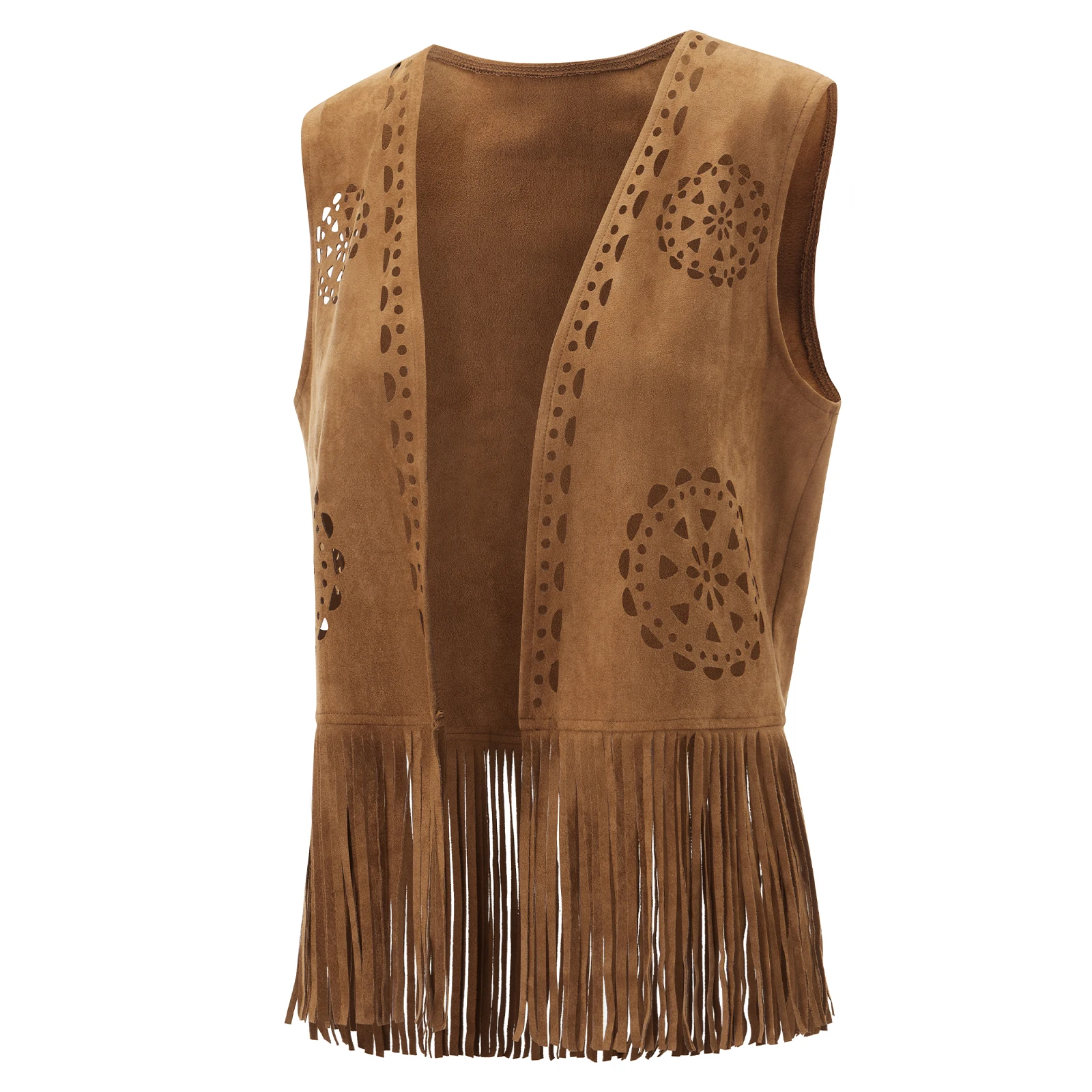 

Vintage Tassel Vest Fashion Women's Fringe Faux Suede Waistcoat Western Cowboy Casual Open Front Sleeveless Tassel Hippie Jacket