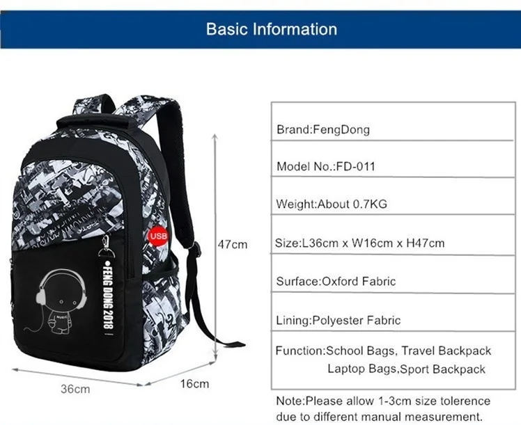 Luminous school bags waterproof large backpack for teenagers bagpack glowing boy student chest bag set