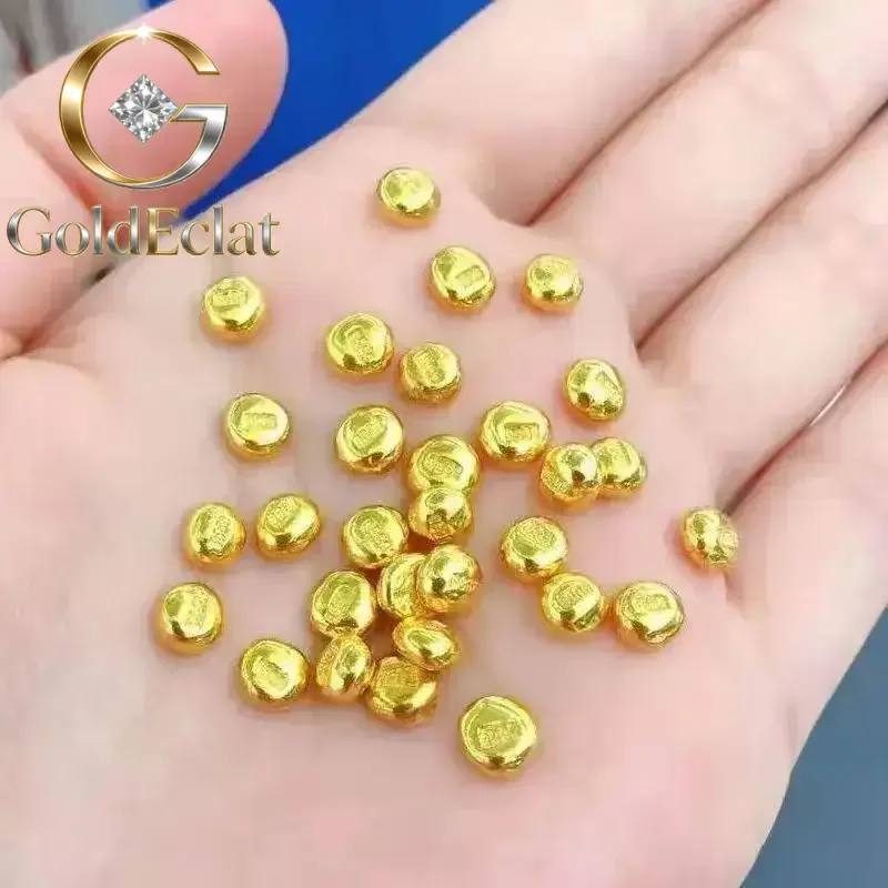 

GoldEclat 24k Pure Gold Beans Fine Gold Balls, 999 Real Gold Beads 1g for Women Man Fashion Wedding Party Charm Jewelry