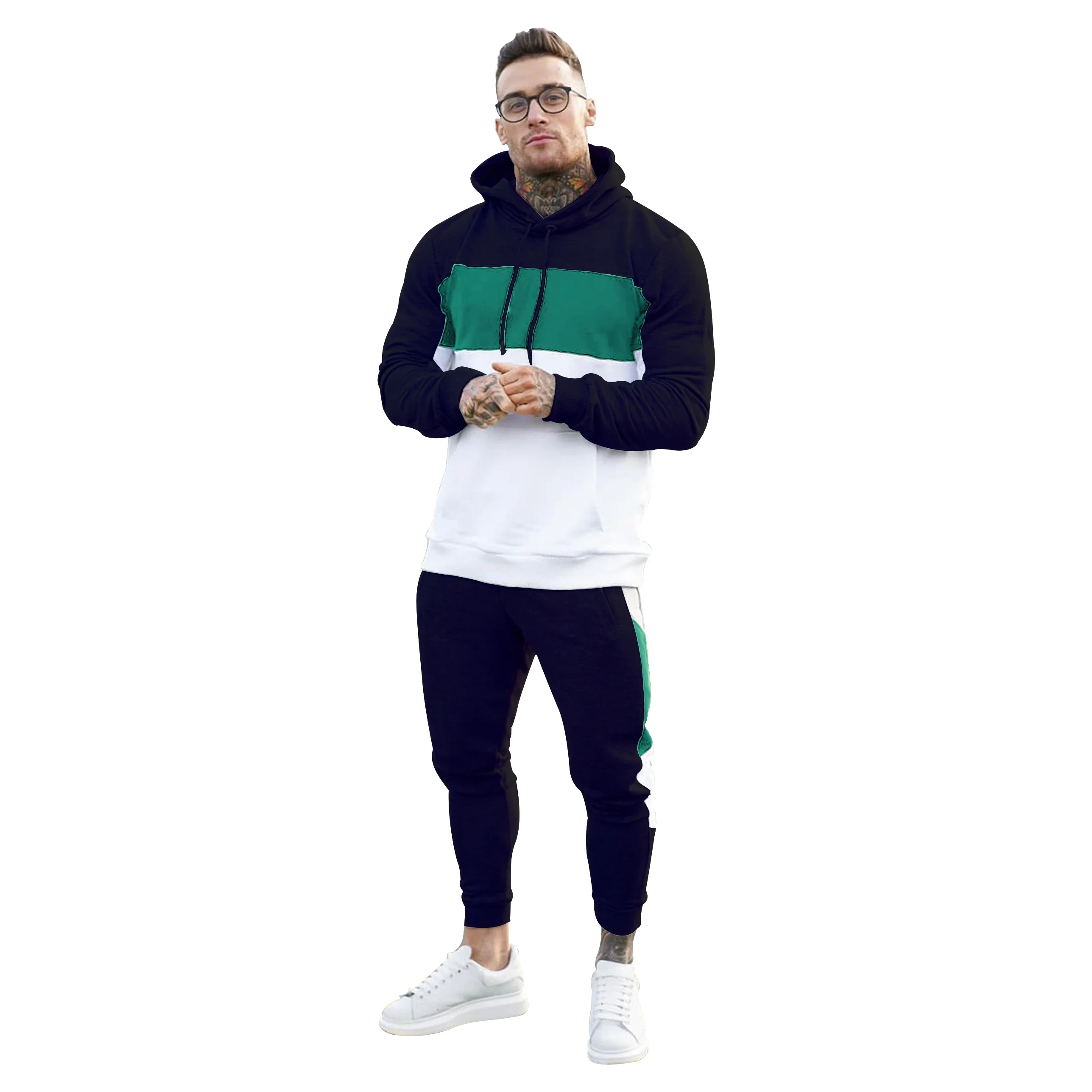 

Fashion Men Tracksuits Hoodies Suit Autumn Winter Men Hooded Sweater and Sweatpants Two Piece Set Plus Size Men's Clothing