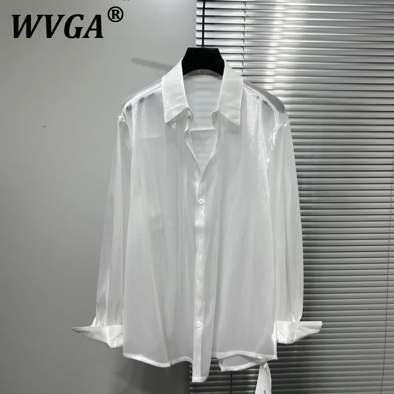 

WVGA Summer New Men's Tide Techwear High Street Sunproof Long Sleeve Shirts Niche Design Thin Loose Chic Casual Shirt Top W7722