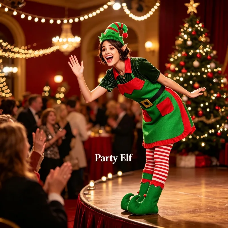 Christmas Cooking Apron and Hat Accessory Combination Suitable for Family Christmas Celebrations Holiday Wearable Decorations