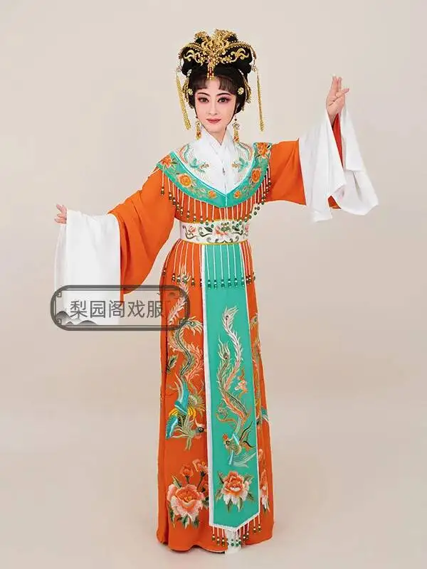 Traditional Chinese Yue Opera Phoenix Embroidered Costume Water Sleeve Dress for Stage Performance  & Cultural Events